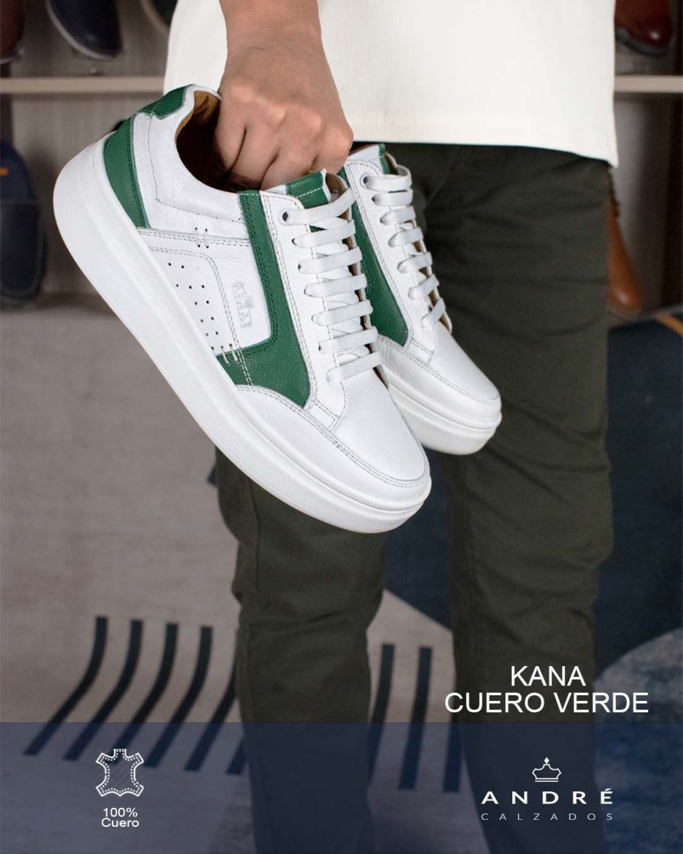 Zapatilla de cuero Kana verde - Imagen 4