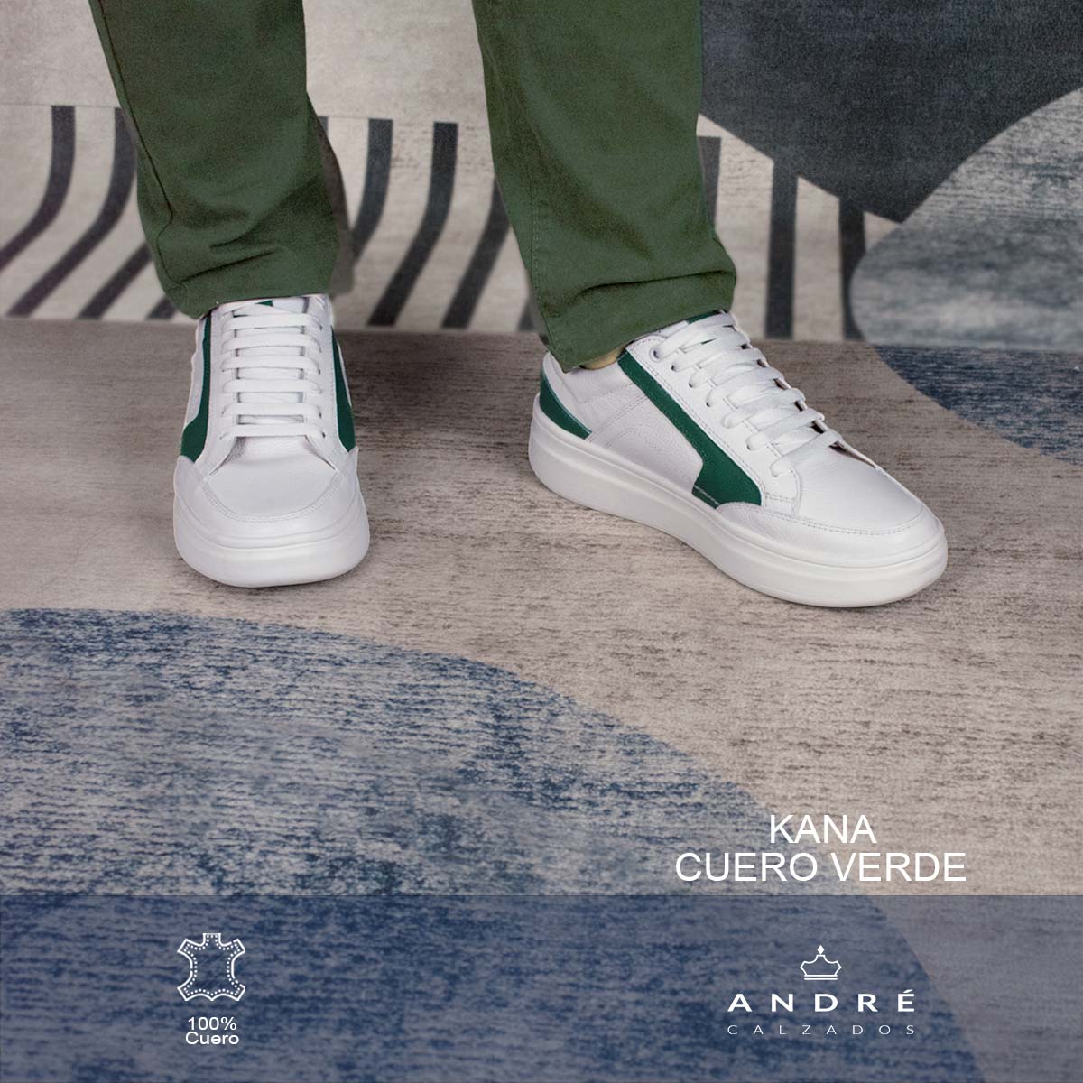 Zapatilla de cuero Kana verde - Imagen 3